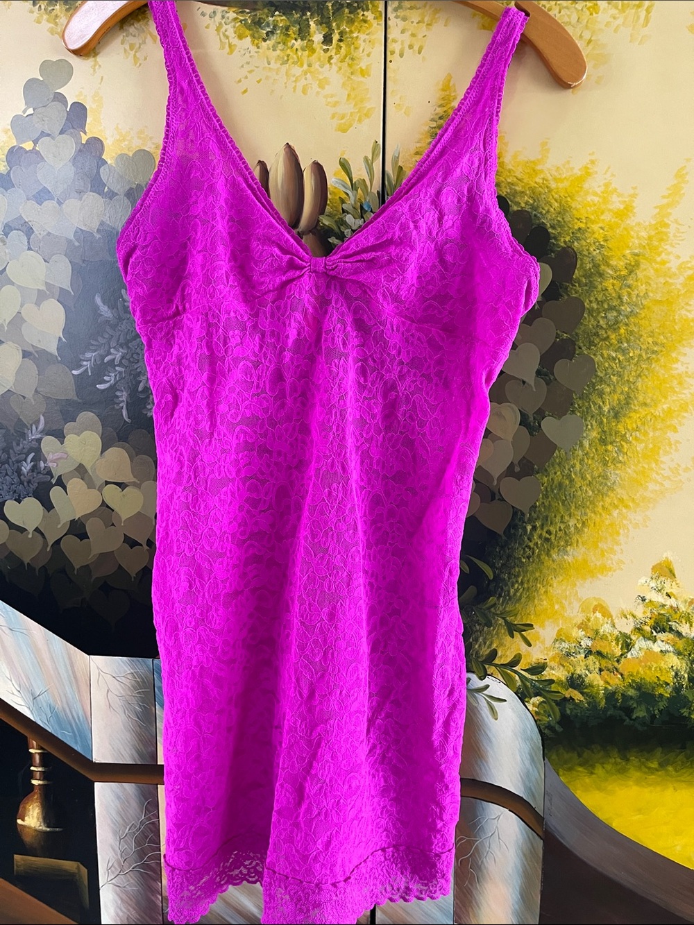 Victoria's Secret Bright Fuchsia Lace Slip Chemise